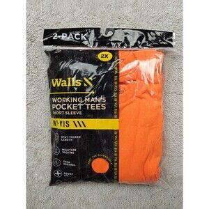 Walls Pocket T-shirt 2pk Men's 2X XXL HI-VIS Orange Short Sleeve Work Tee